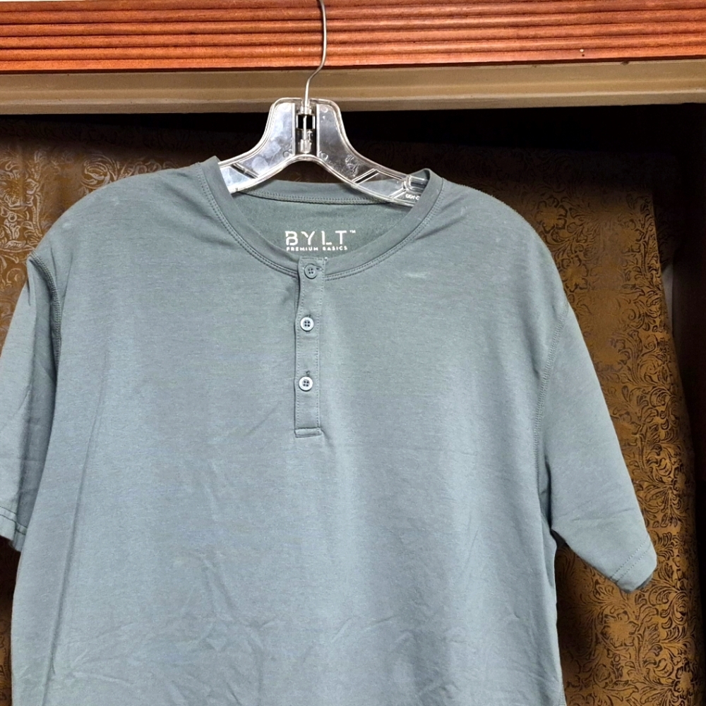 BYLT Premium Basiscs Lux Men's Green Henley Shirt
